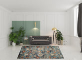 8' x 10' Teal Blue Oriental Power Loom Area Rug